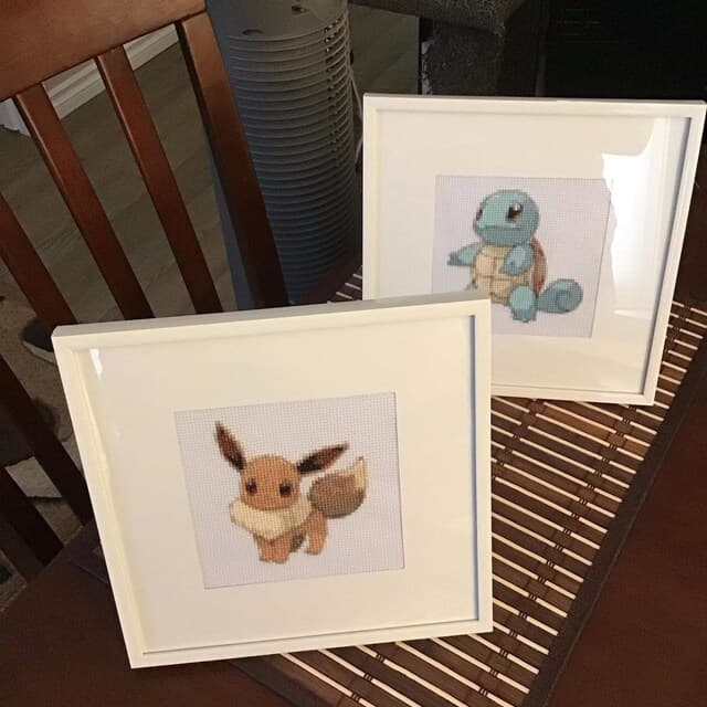 Eevee and Squirtle - Pokemon Cross Stitch